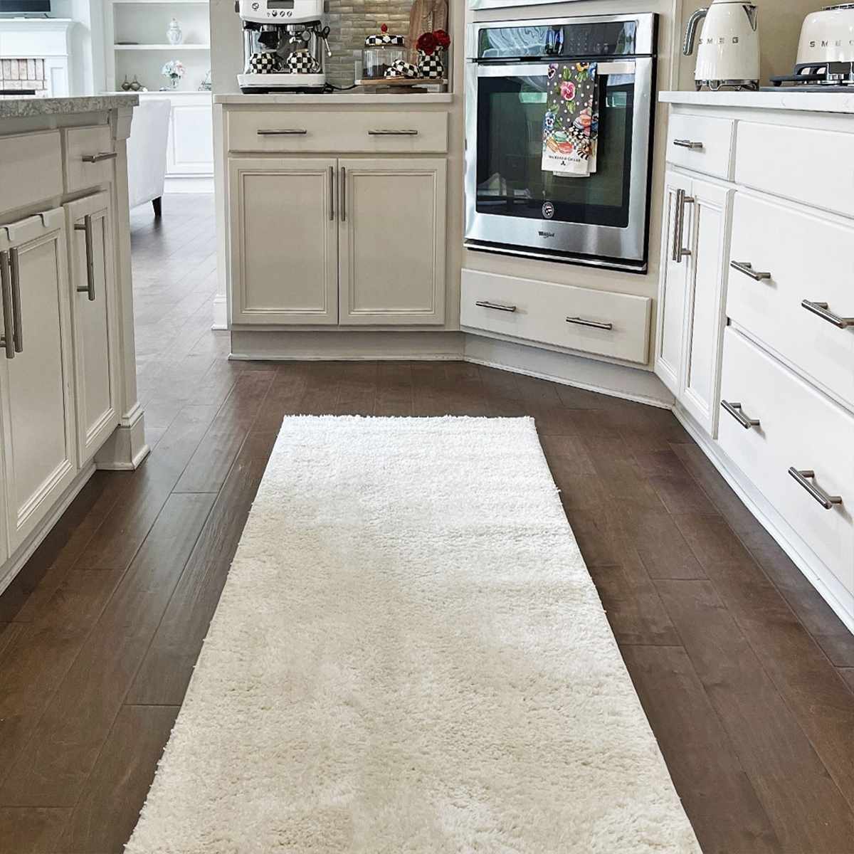 Judy White Washable Runner Rug